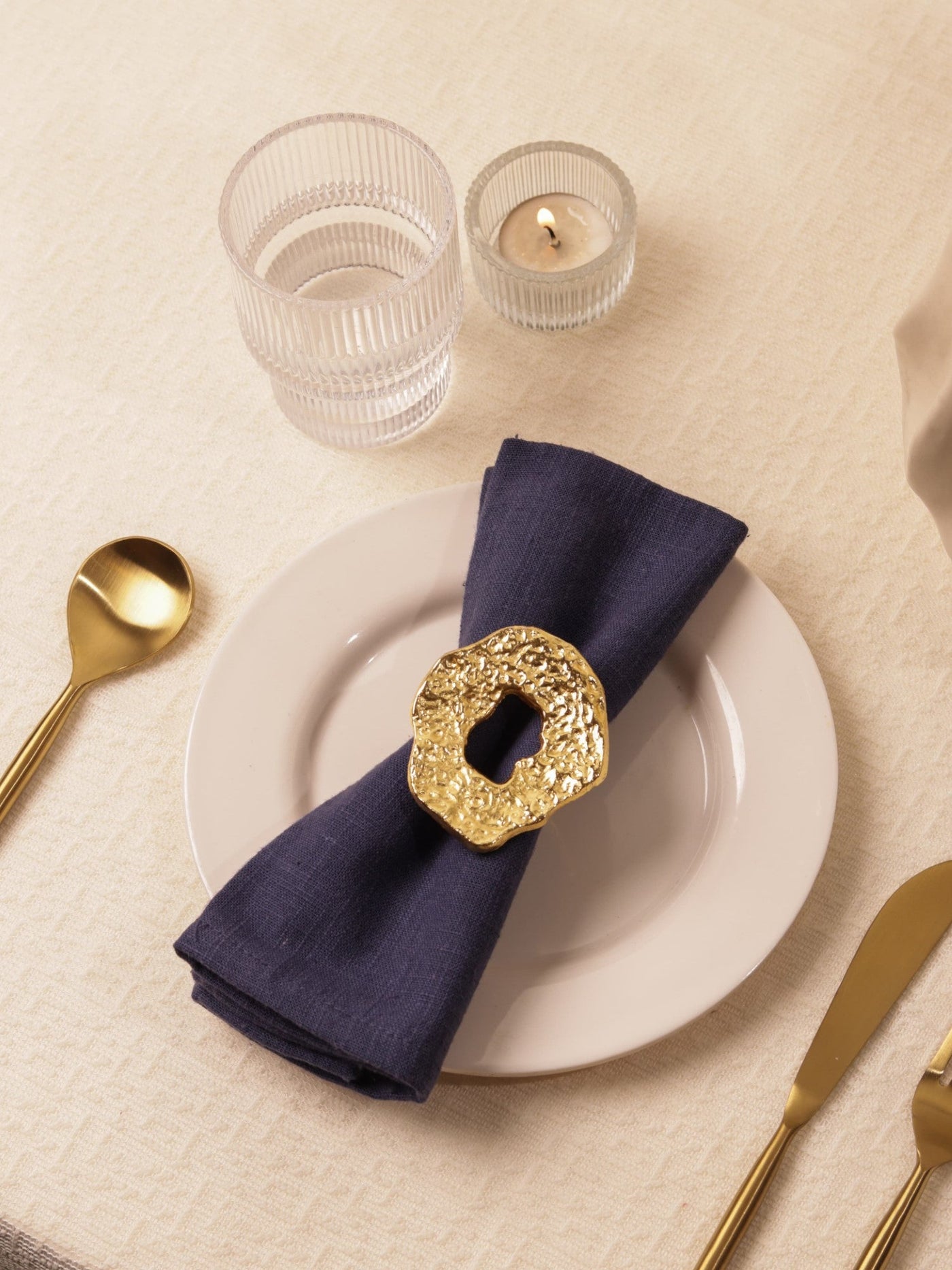 Hammered Champagne Gold Napkin Rings