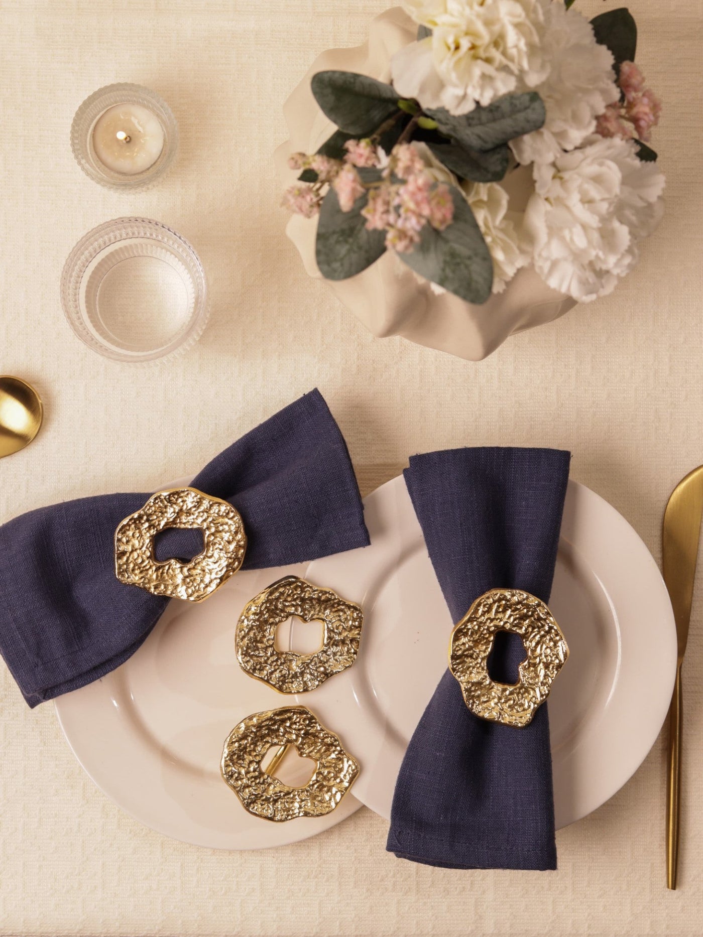 Hammered Champagne Gold Napkin Rings