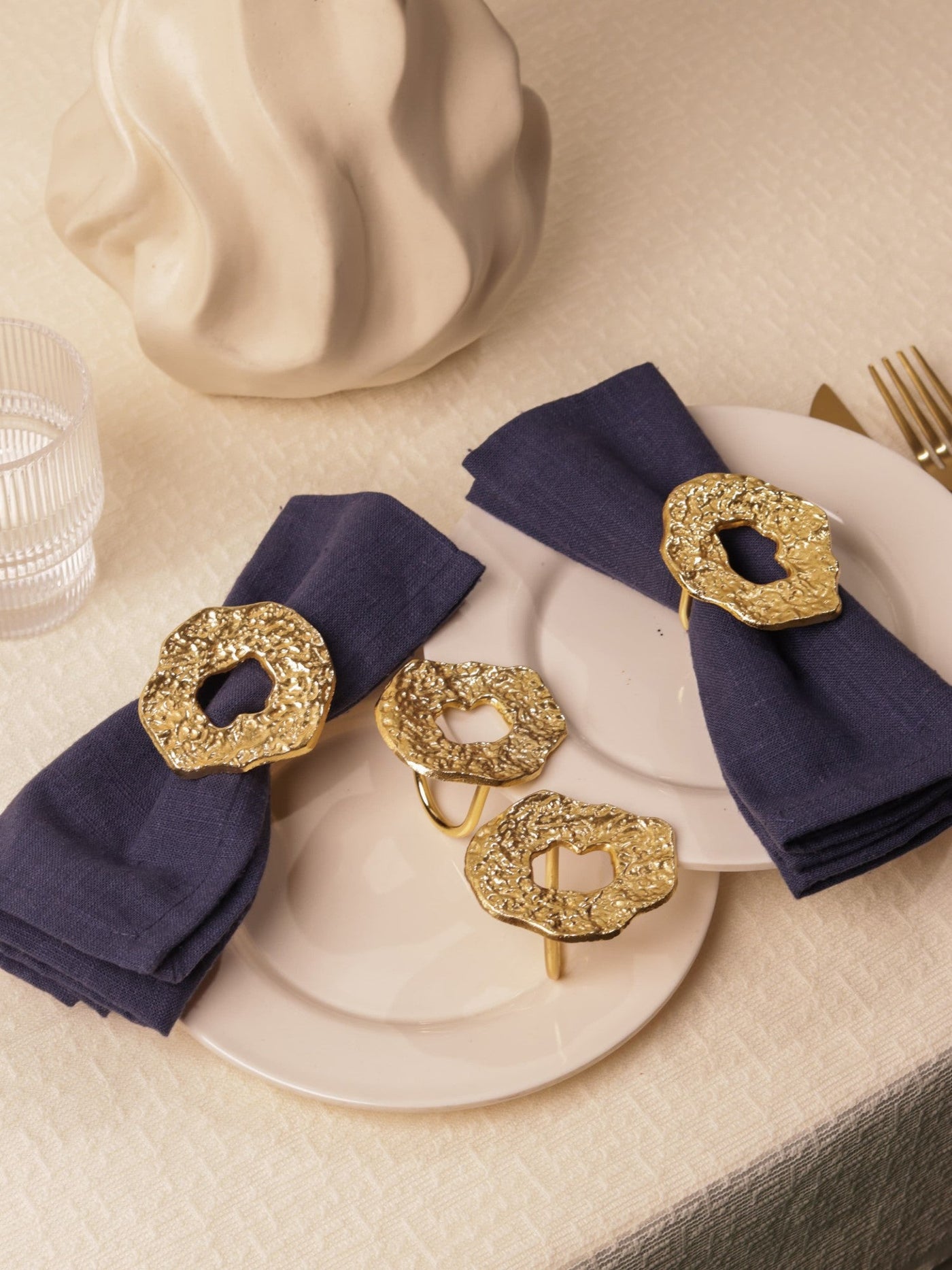 Hammered Champagne Gold Napkin Rings