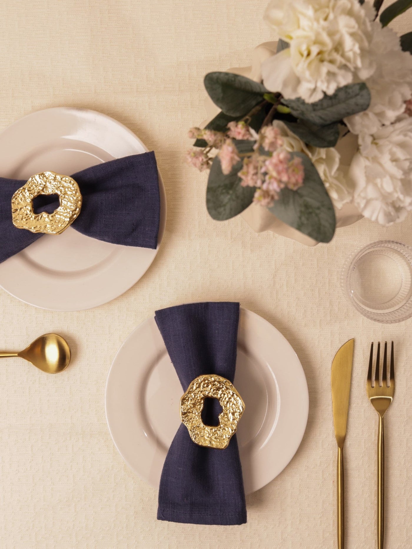 Hammered Champagne Gold Napkin Rings