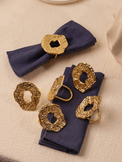 Hammered Champagne Gold Napkin Rings