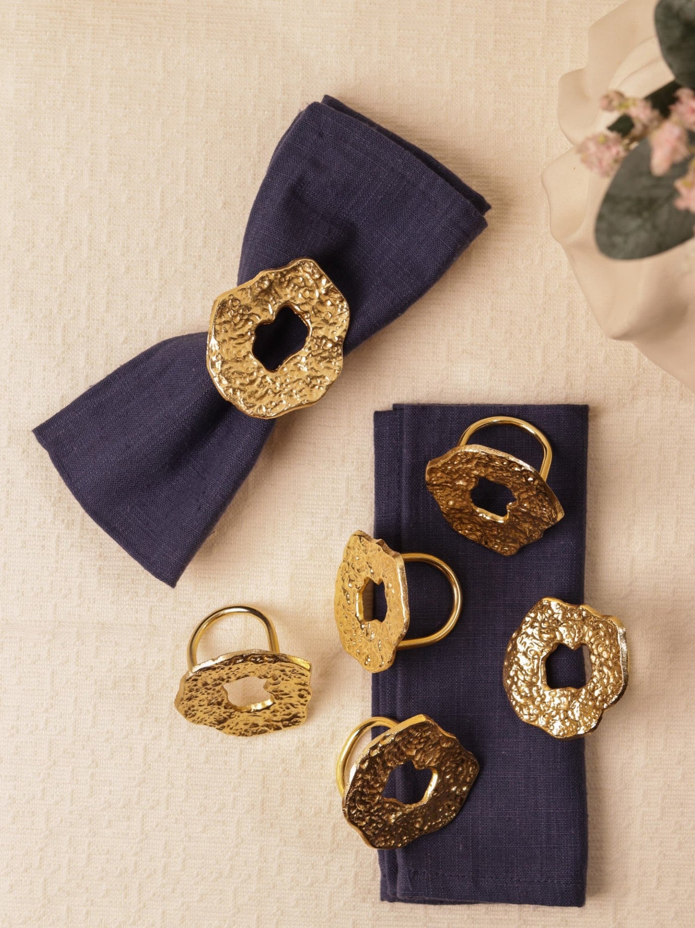 Hammered Champagne Gold Napkin Rings