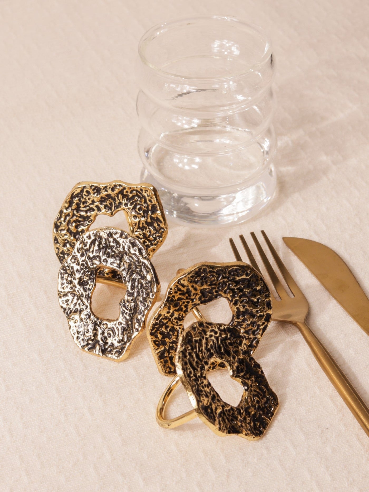 Hammered Antique Gold Napkin Rings