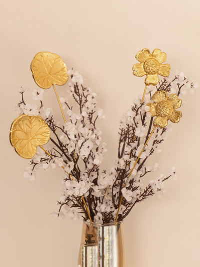 Golden Floral Metal Sticks | SET OF 4