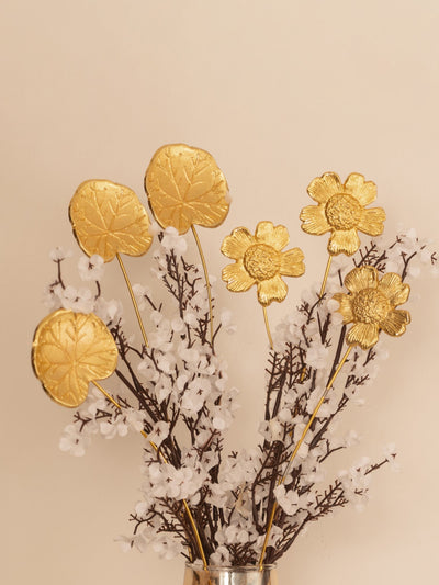 Golden Floral Metal Sticks | SET OF 6