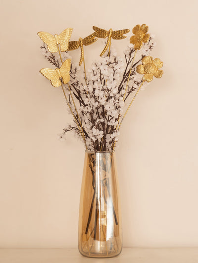 Golden Fluttering Blooms Metal Sticks | 6