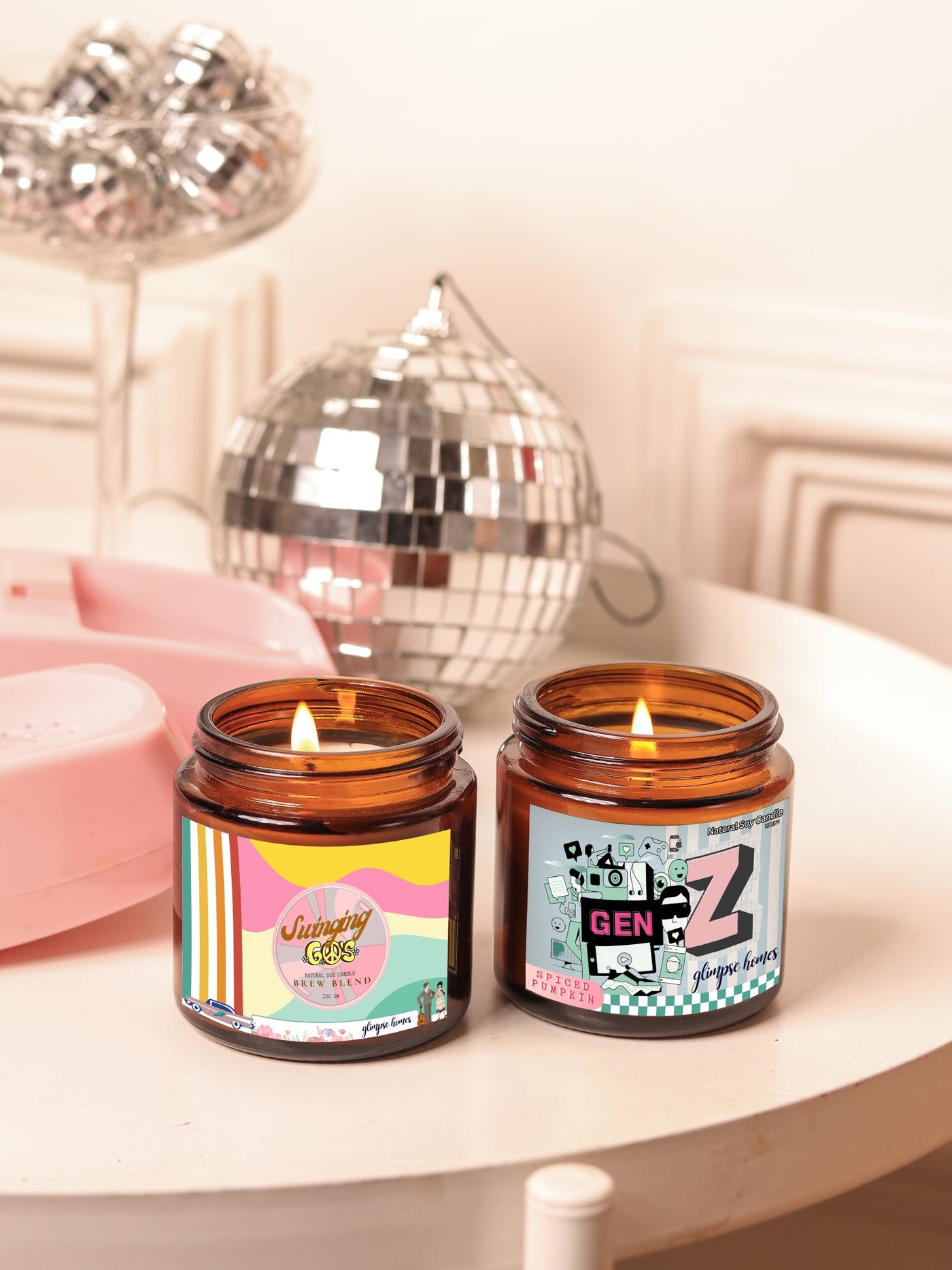 60s Gen Z Retro Rewind Candles | Set of 2