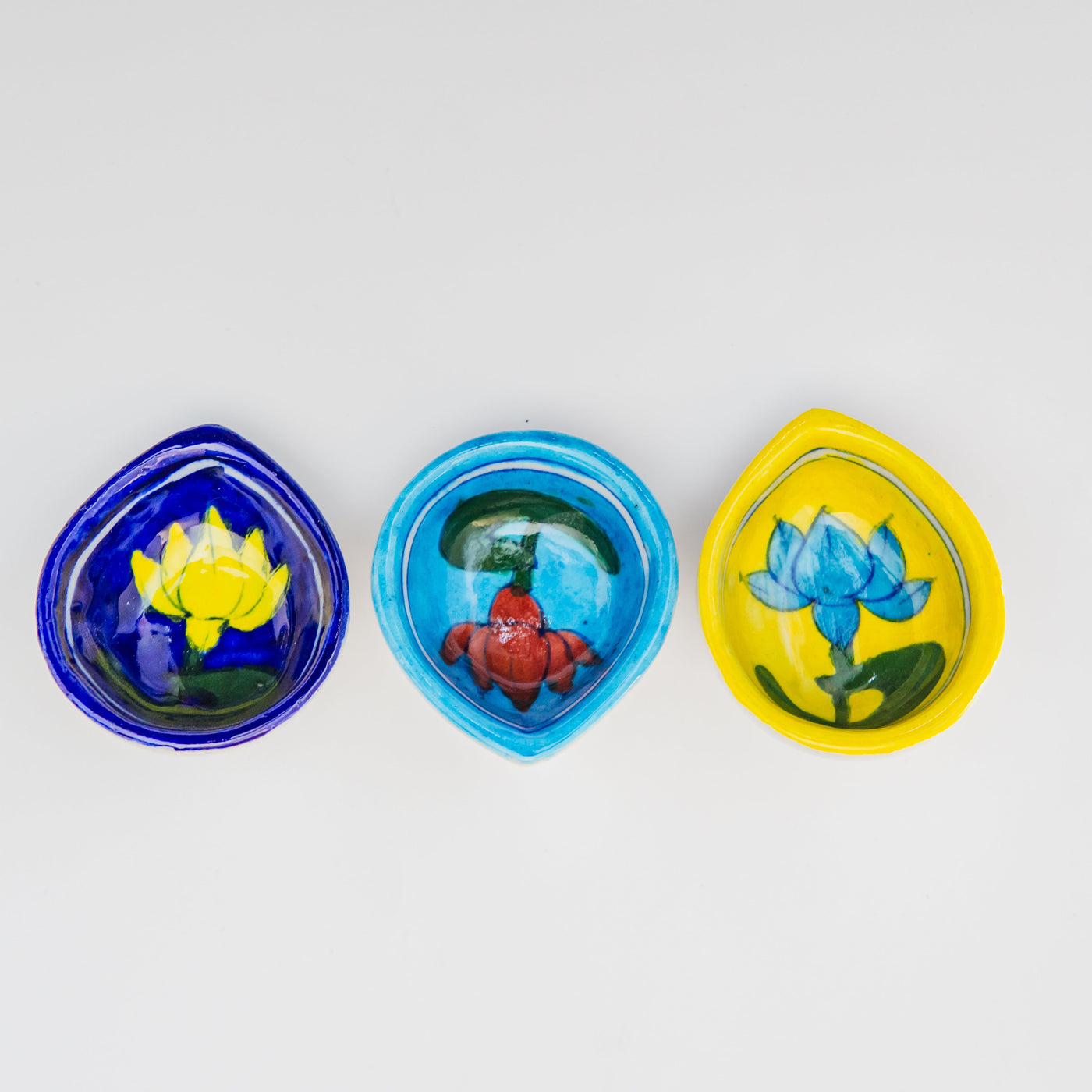 Blue Pottery Diwali Diyas | Set of 6