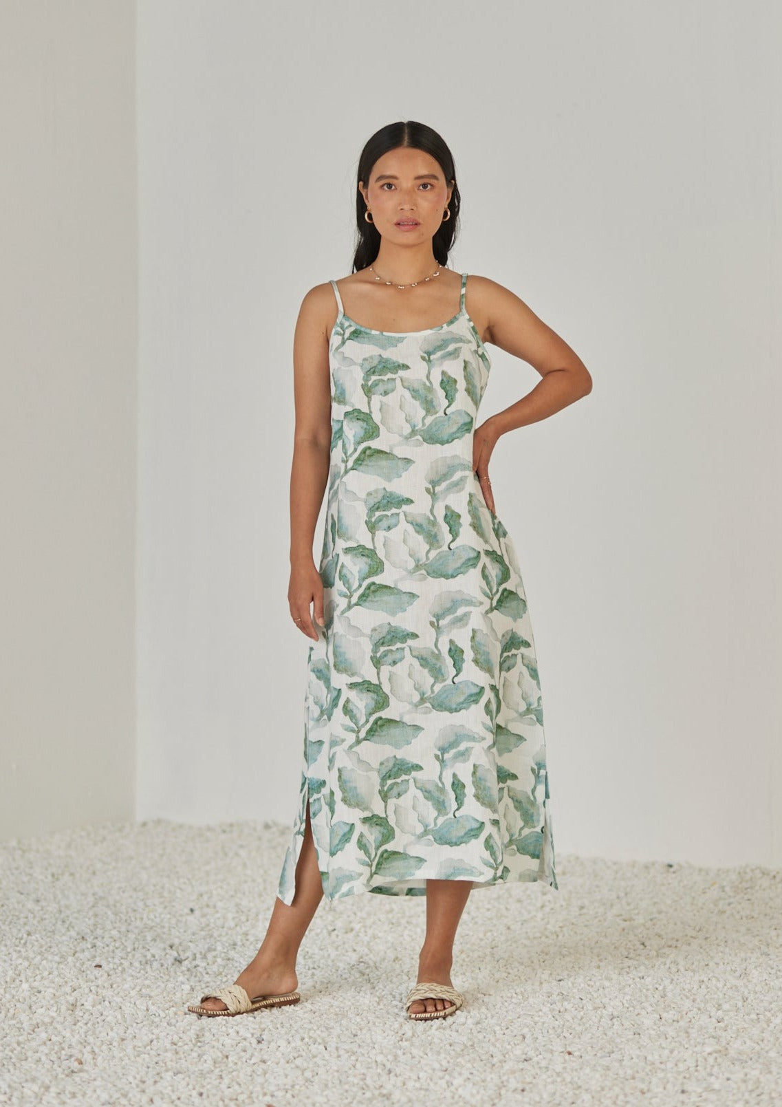 Iris Cascade Teal Slip Dress