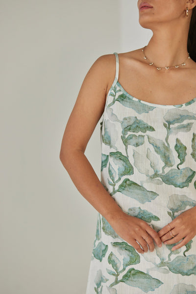 Iris Cascade Teal Slip Dress