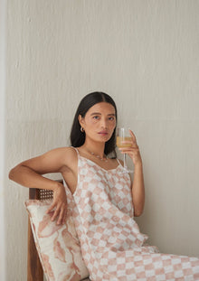 Iris Check Blush Slip Dress