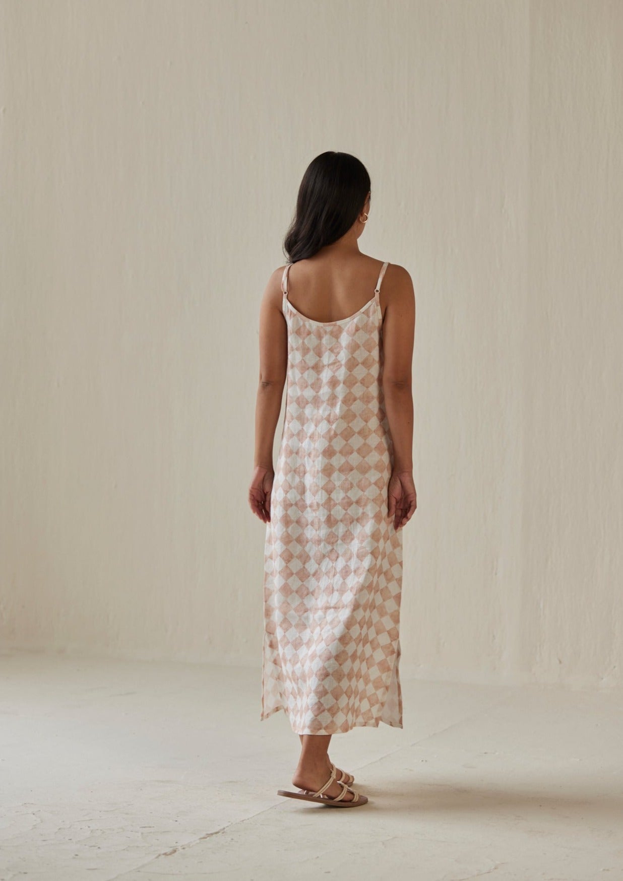Iris Check Blush Slip Dress