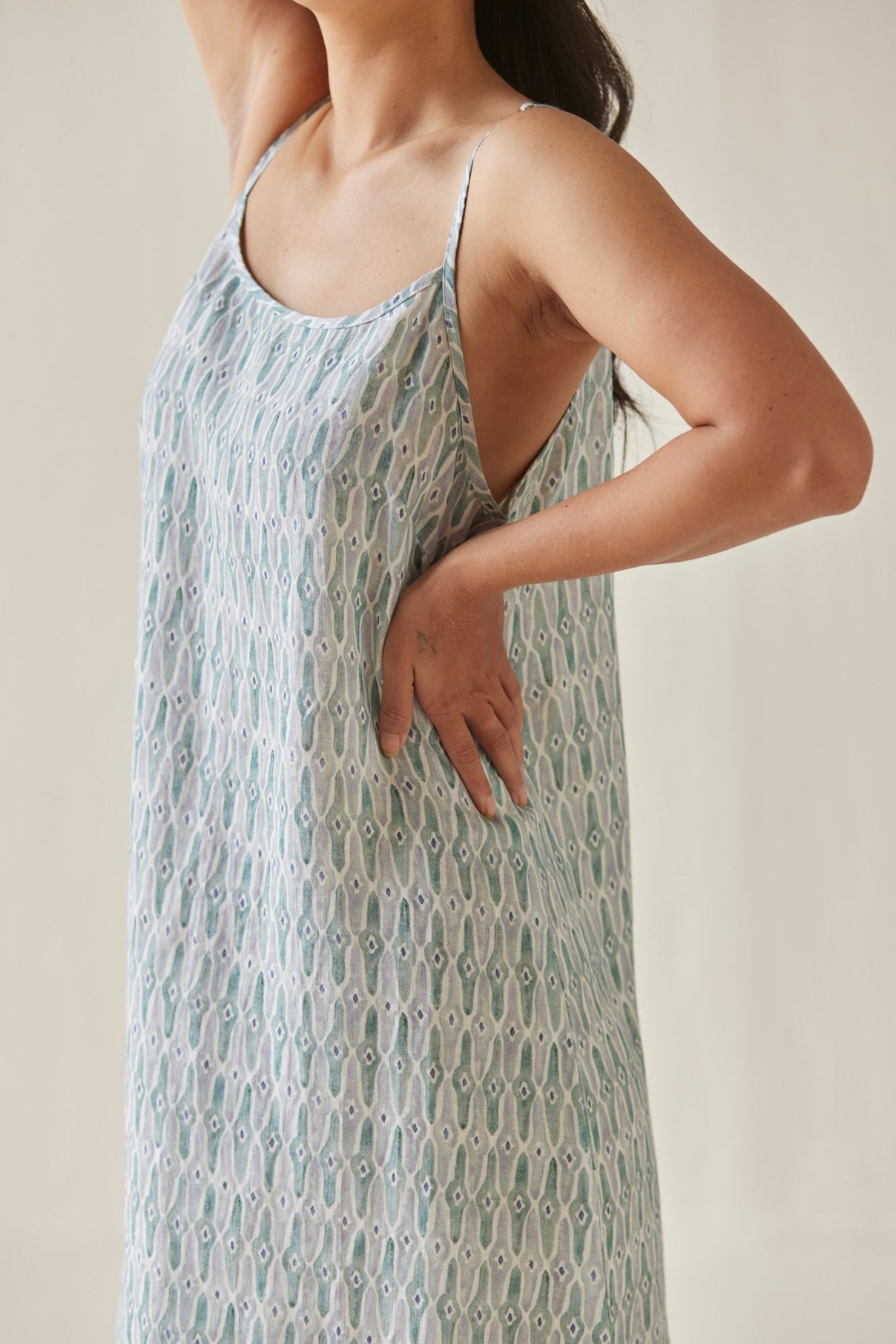 Iris Mosaic Blue Slip Dress