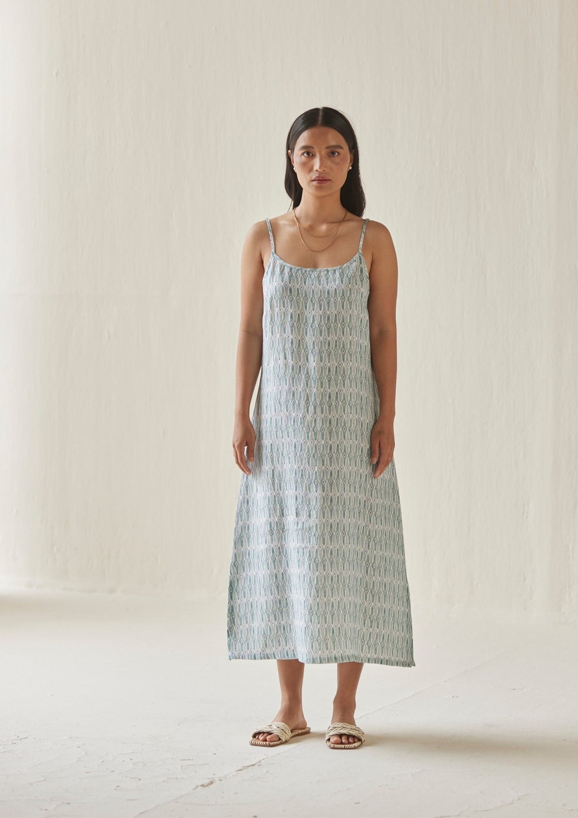 Iris Mosaic Blue Slip Dress