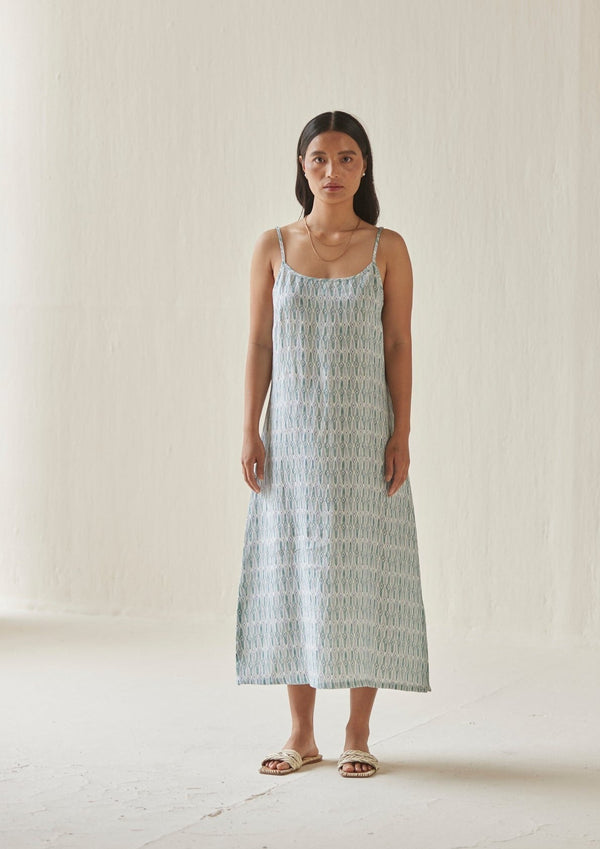 Iris Mosaic Blue Slip Dress
