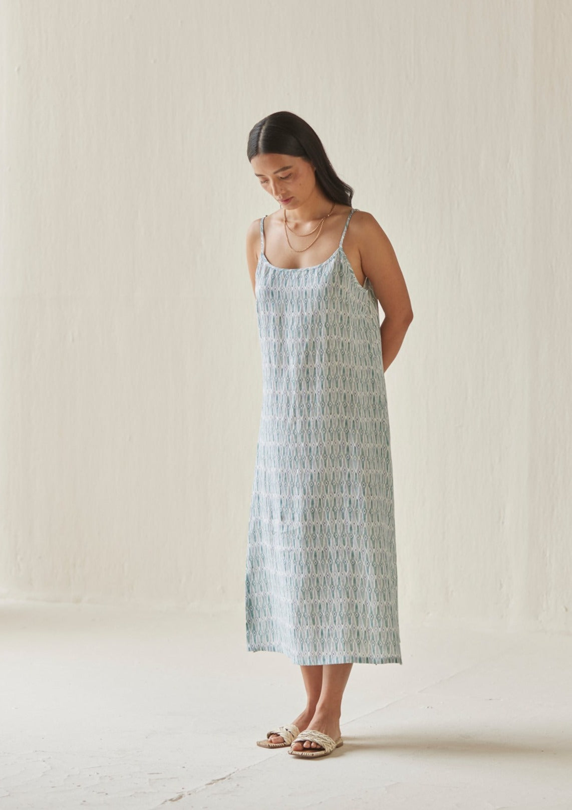 Iris Mosaic Blue Slip Dress