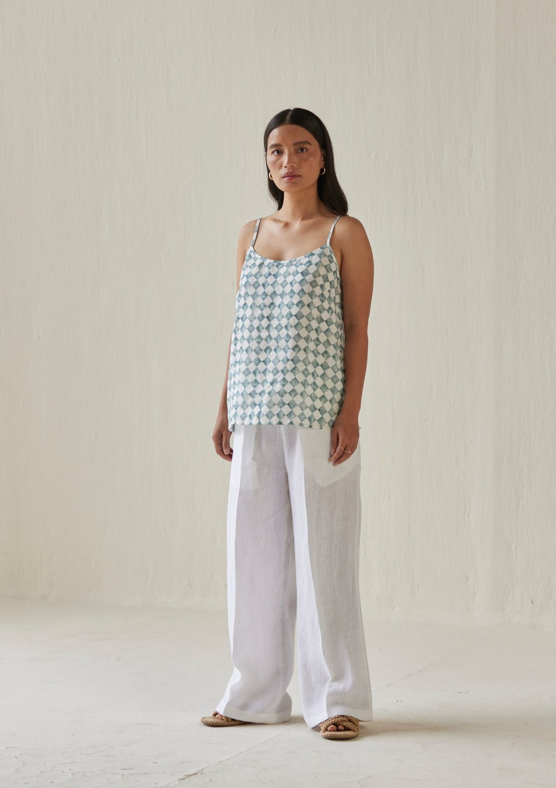 Ivy Check Blue Cami Top