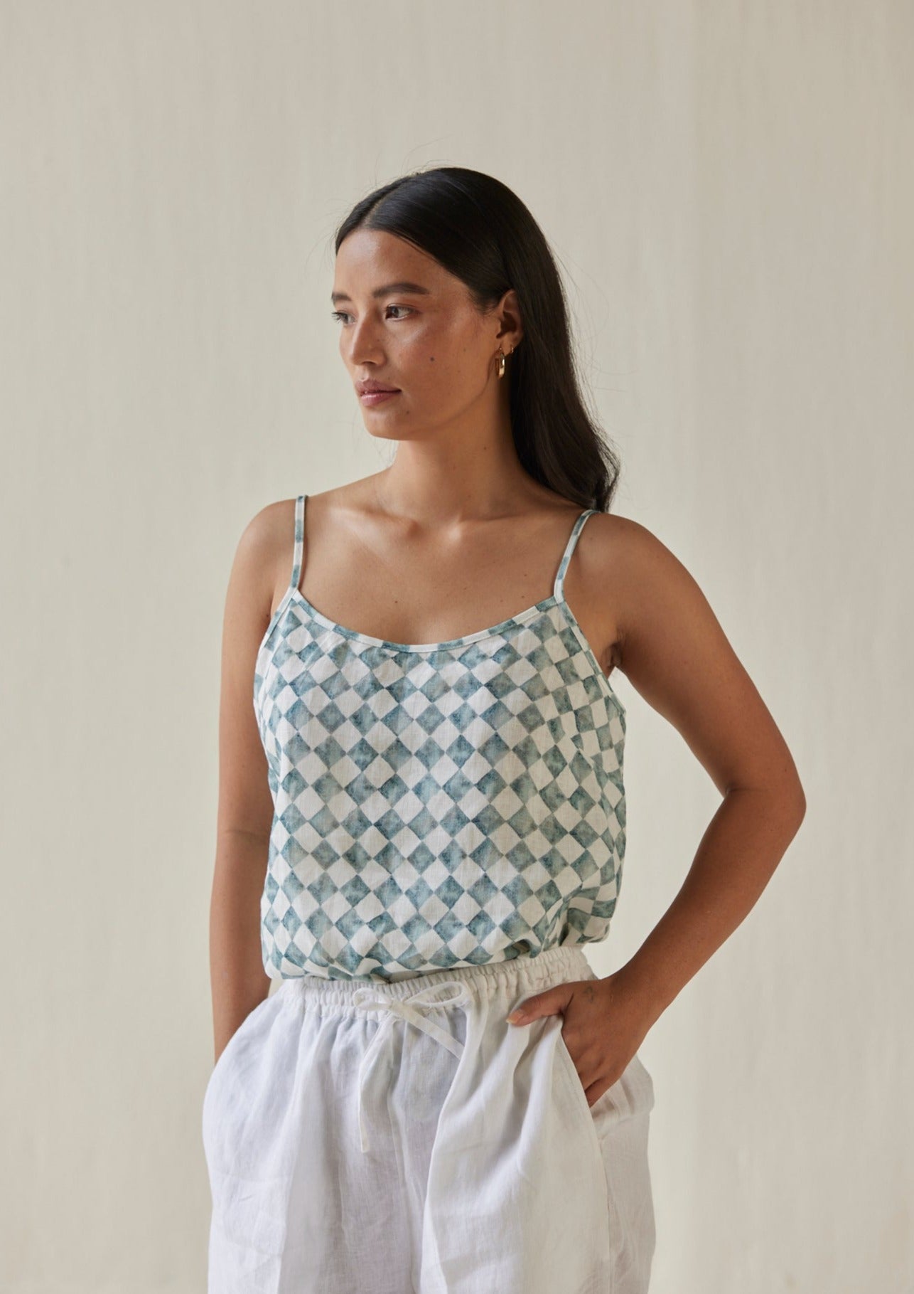 Ivy Check Blue Cami Top
