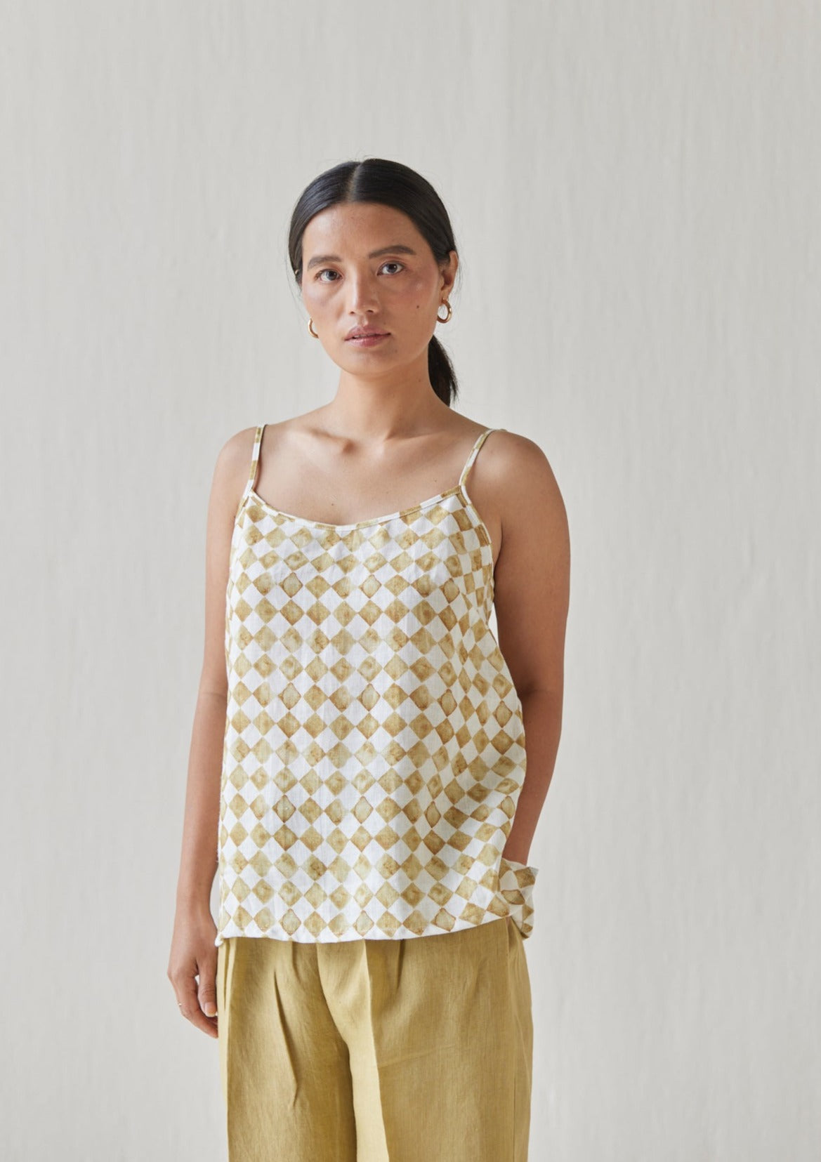 Ivy Check Ochre Cami Top