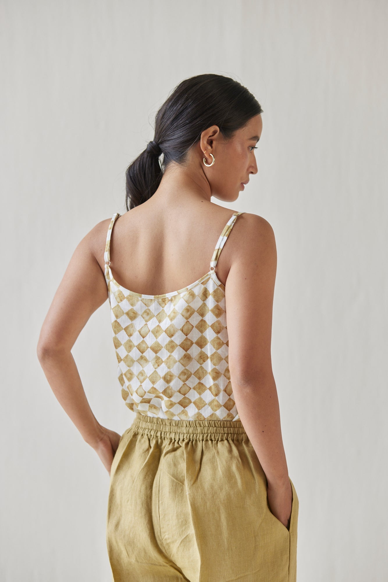 Ivy Check Ochre Cami Top