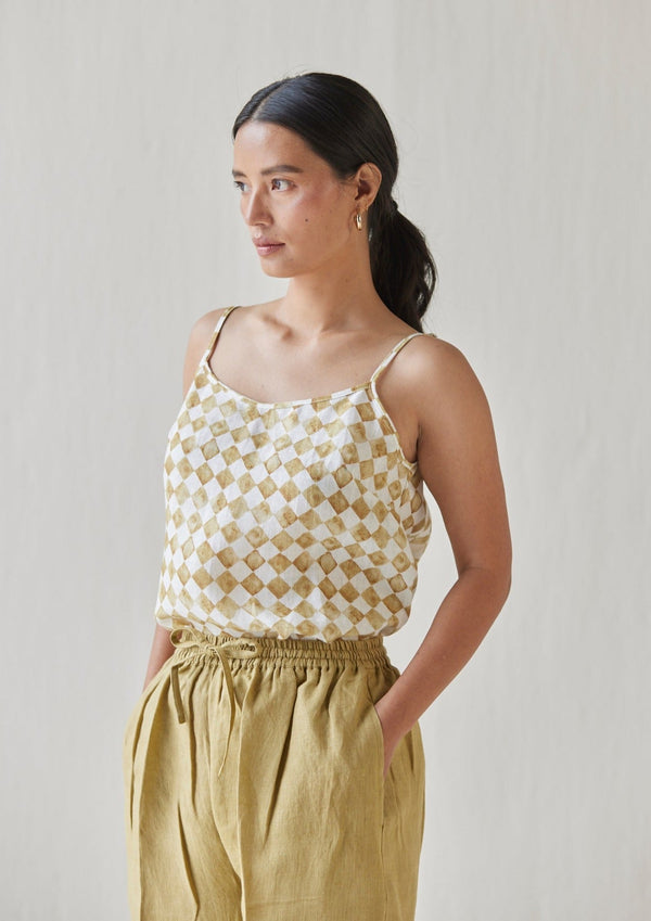 Ivy Check Ochre Cami Top
