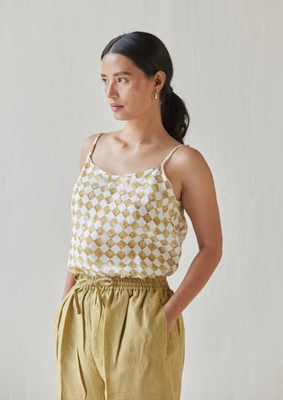 Ivy Check Ochre Cami Top