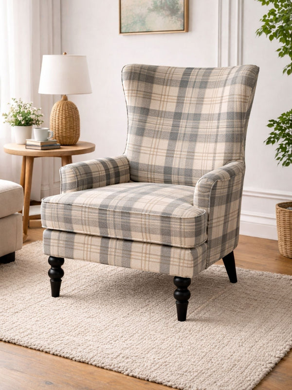 Heritage Checkered Upholstered Armchair
