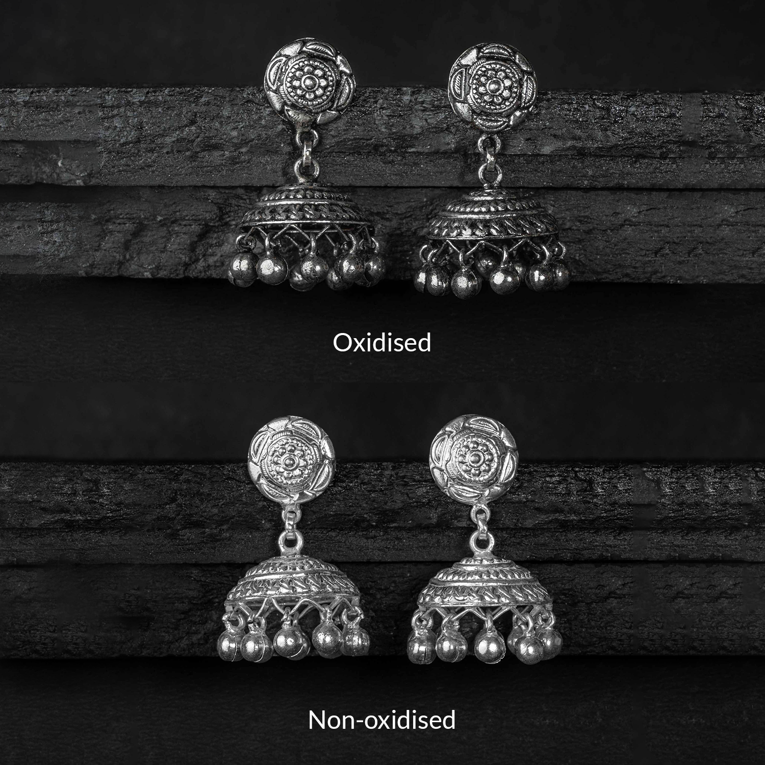 Kusum Silver Jhumki Earrings