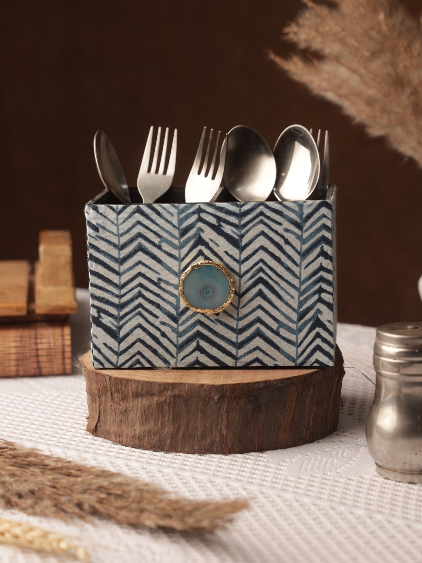 Blue Zebra Cutlery Holder