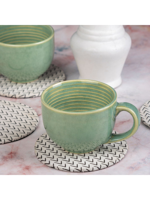 Black & White Coaster Round Set Of 4