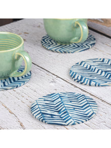 Blue Zebra Coaster Round Set Of 4