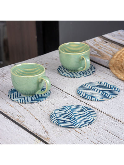 Blue Zebra Coaster Round Set Of 4