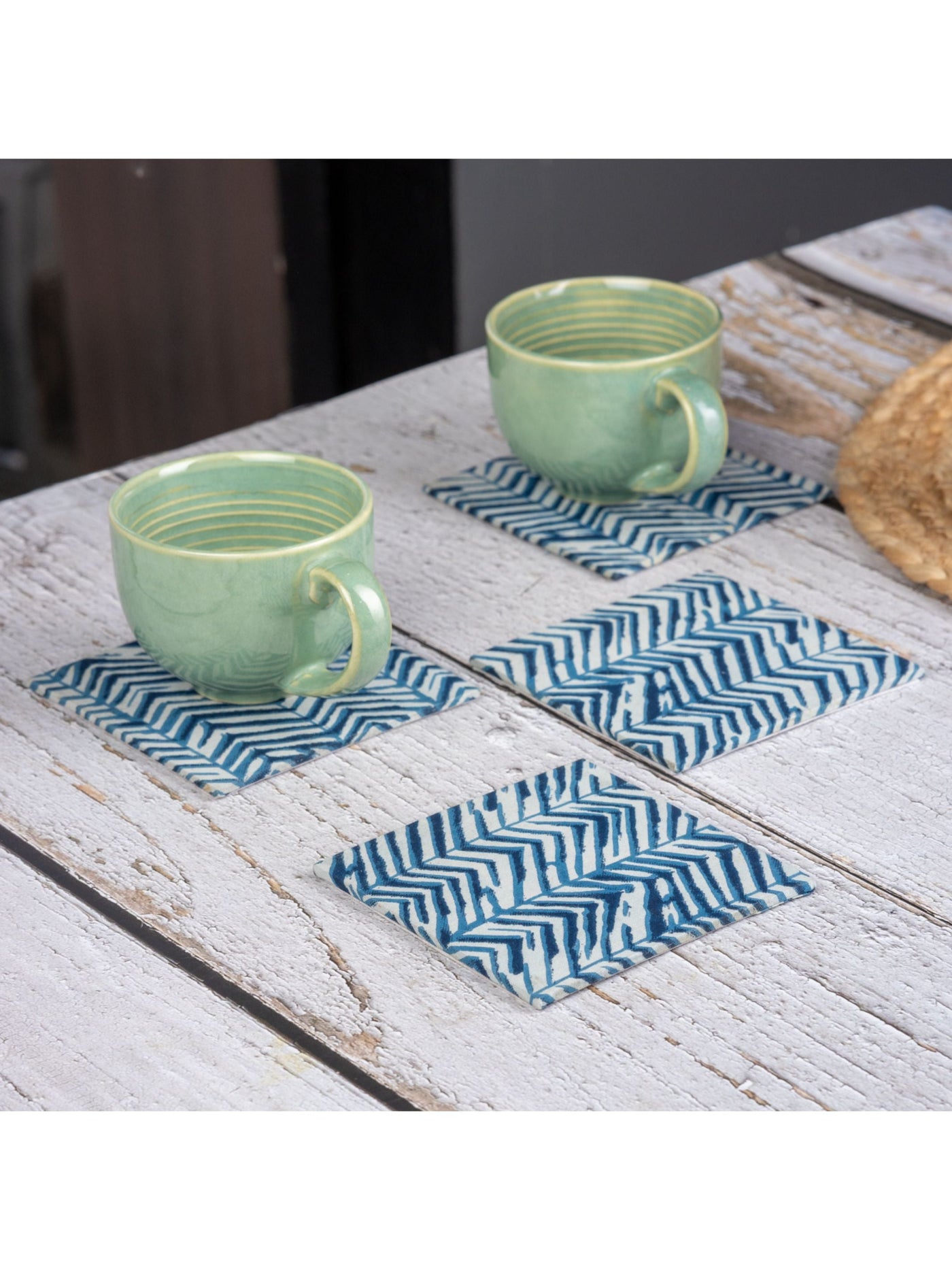 Blue Zebra Coaster Square Set Of 4