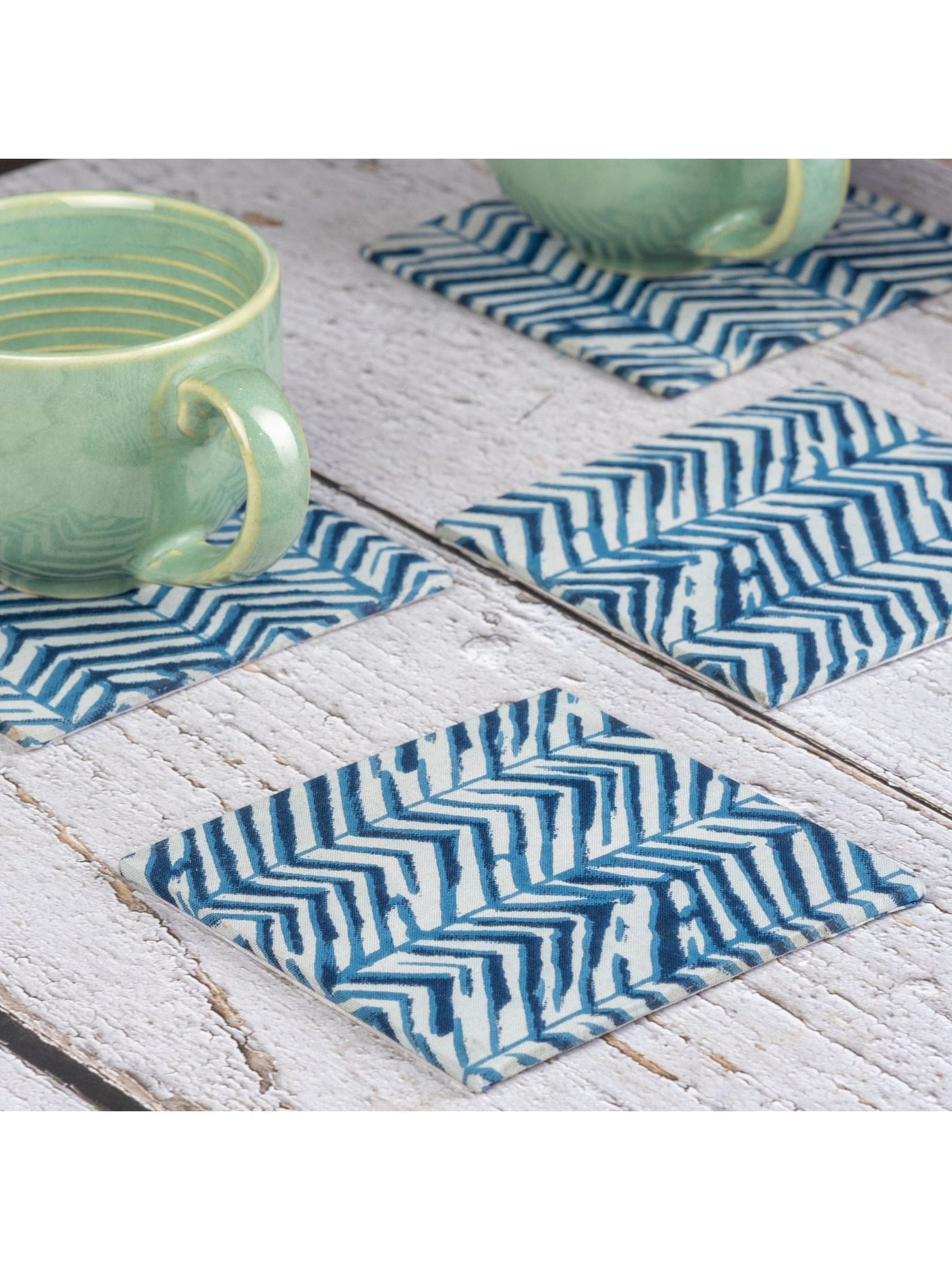 Blue Zebra Coaster Square Set Of 4