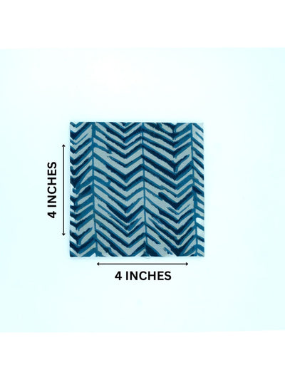 Blue Zebra Coaster Square Set Of 4