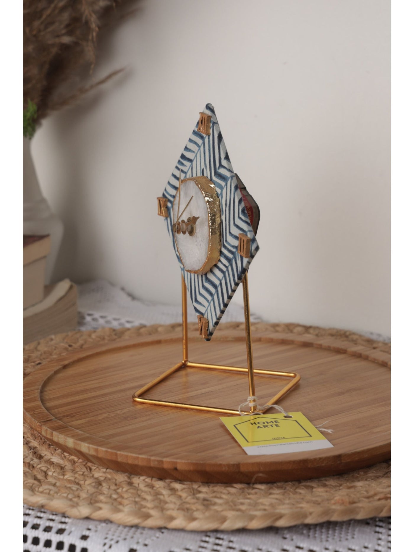 Blue Zebra Desktop Clock Diamond