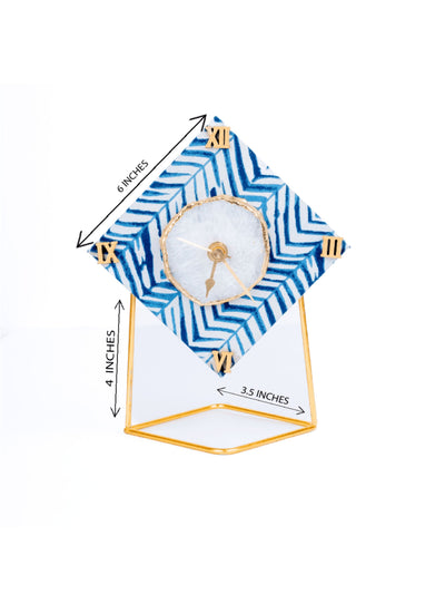 Blue Zebra Desktop Clock Diamond