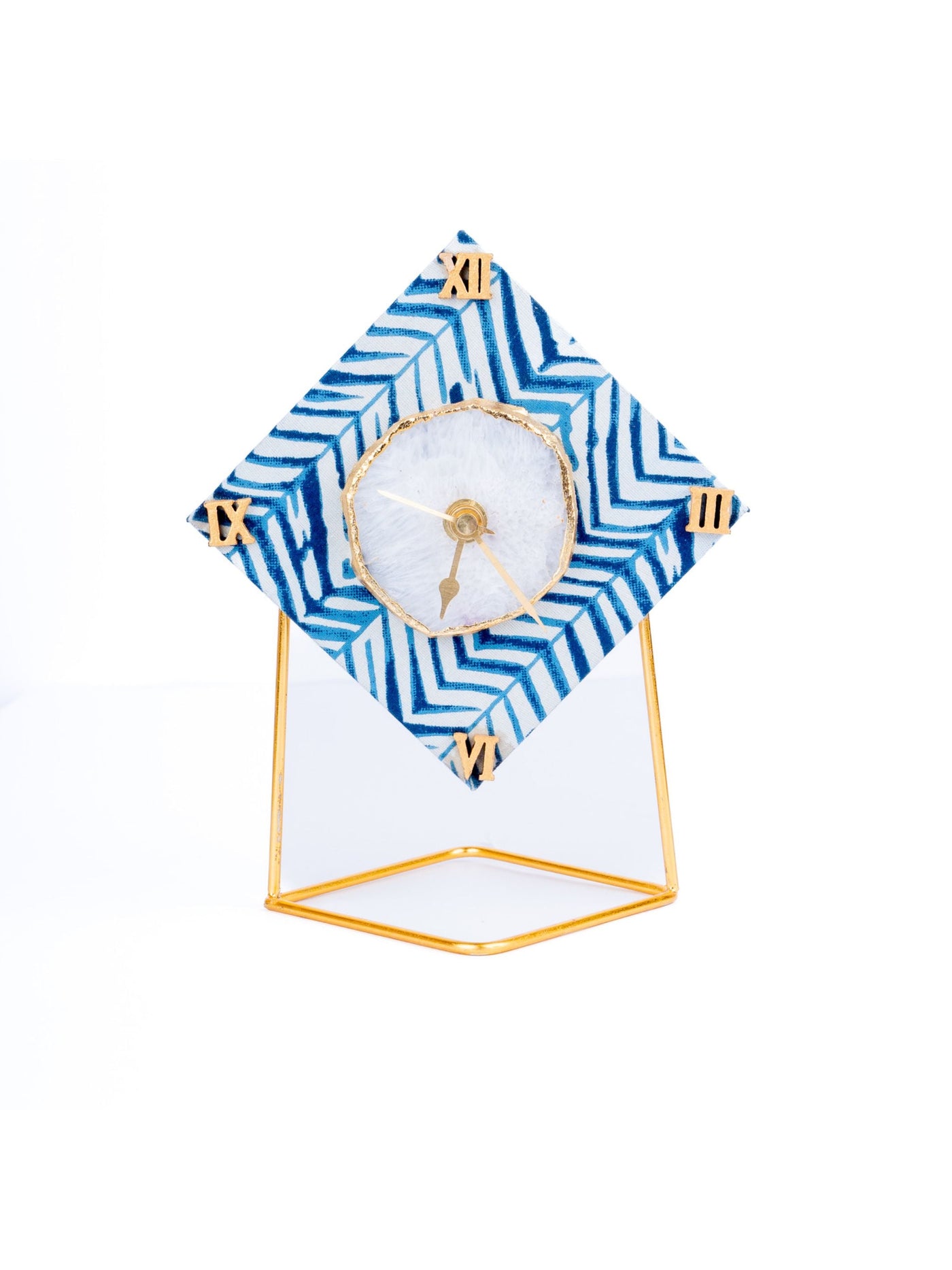 Blue Zebra Desktop Clock Diamond