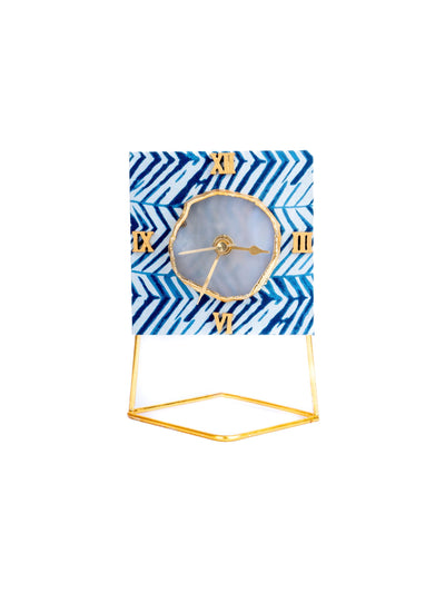 Blue Zebra Desktop Clock Square