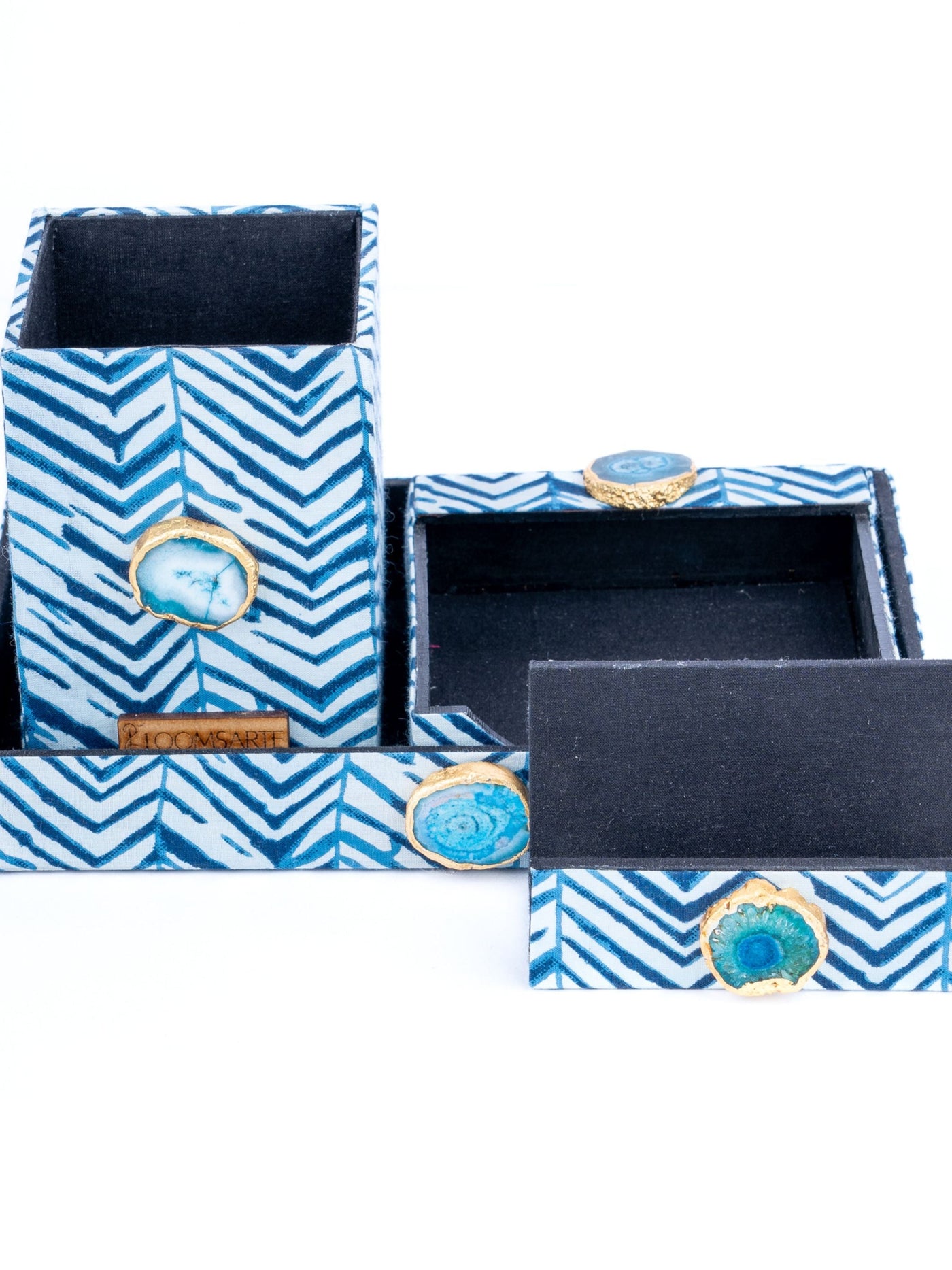 Blue Zebra Desk Set