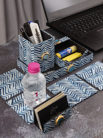 Blue Zebra Desk Set