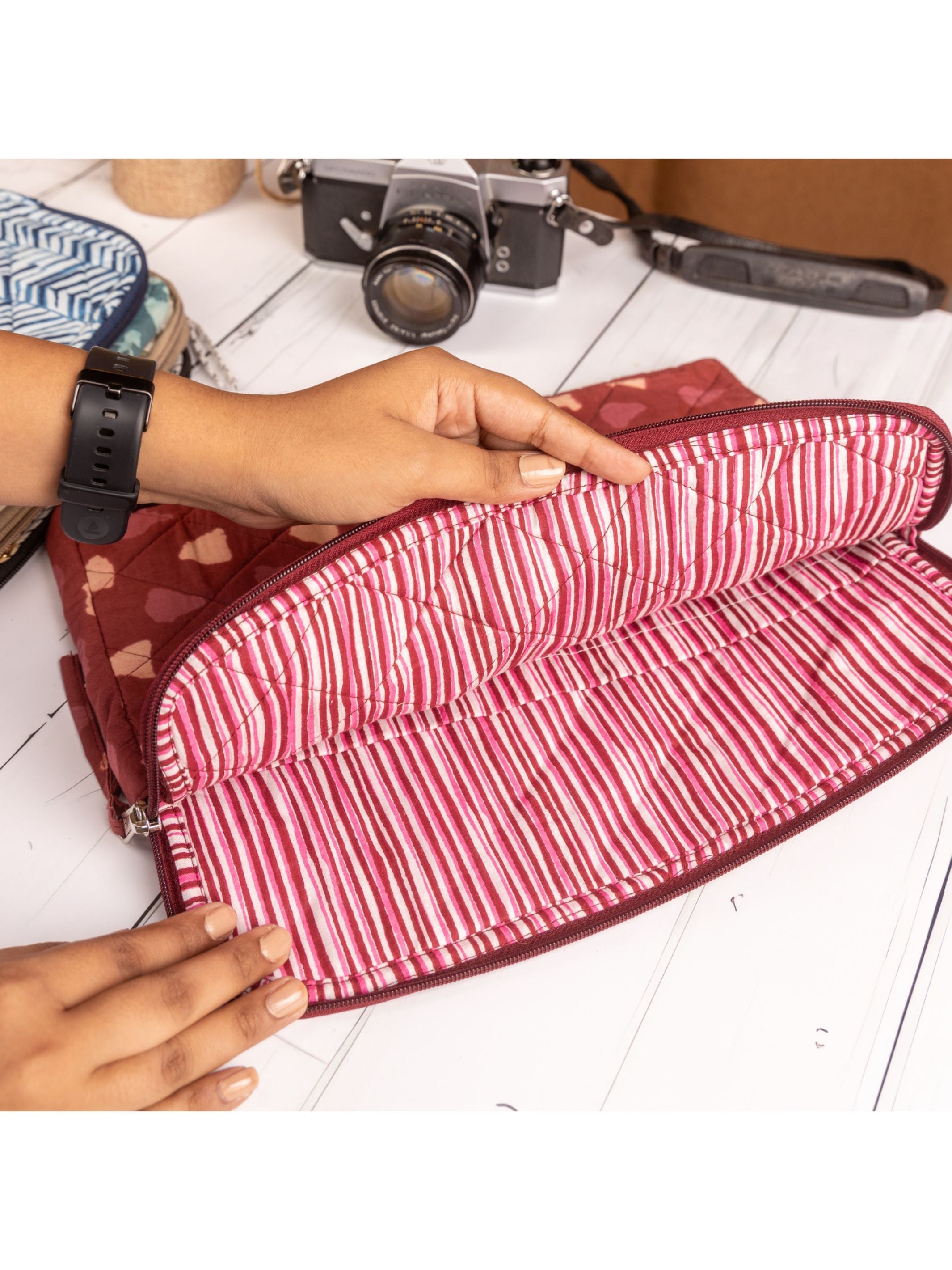 Red Bagru Laptop Sleeve