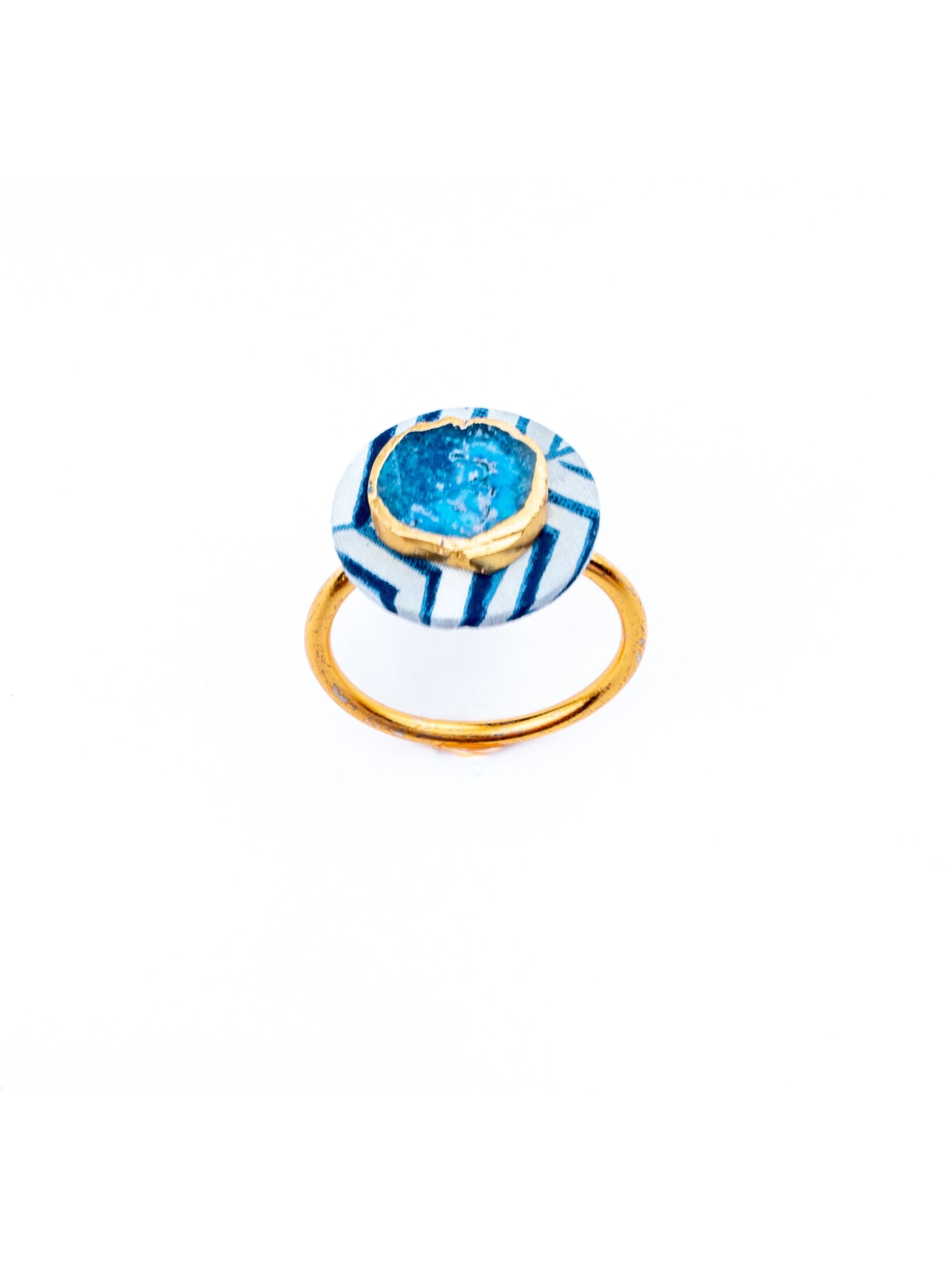 Blue Zebra Napkin Ring & Coaster Set Of 4