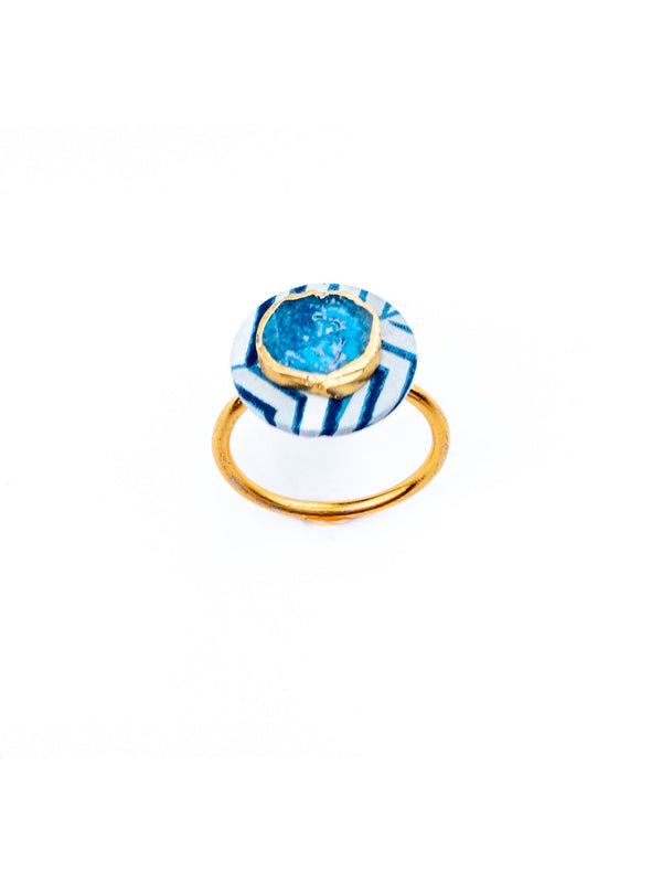 Blue Zebra Napkin Ring & Coaster Set Of 4