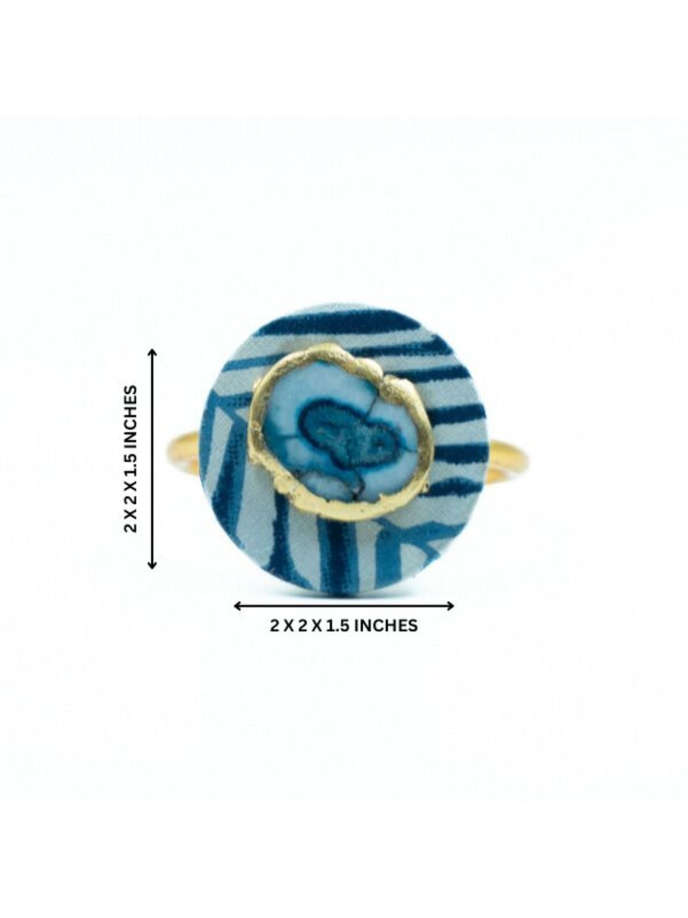 Blue Zebra Napkin Ring & Coaster Set Of 4