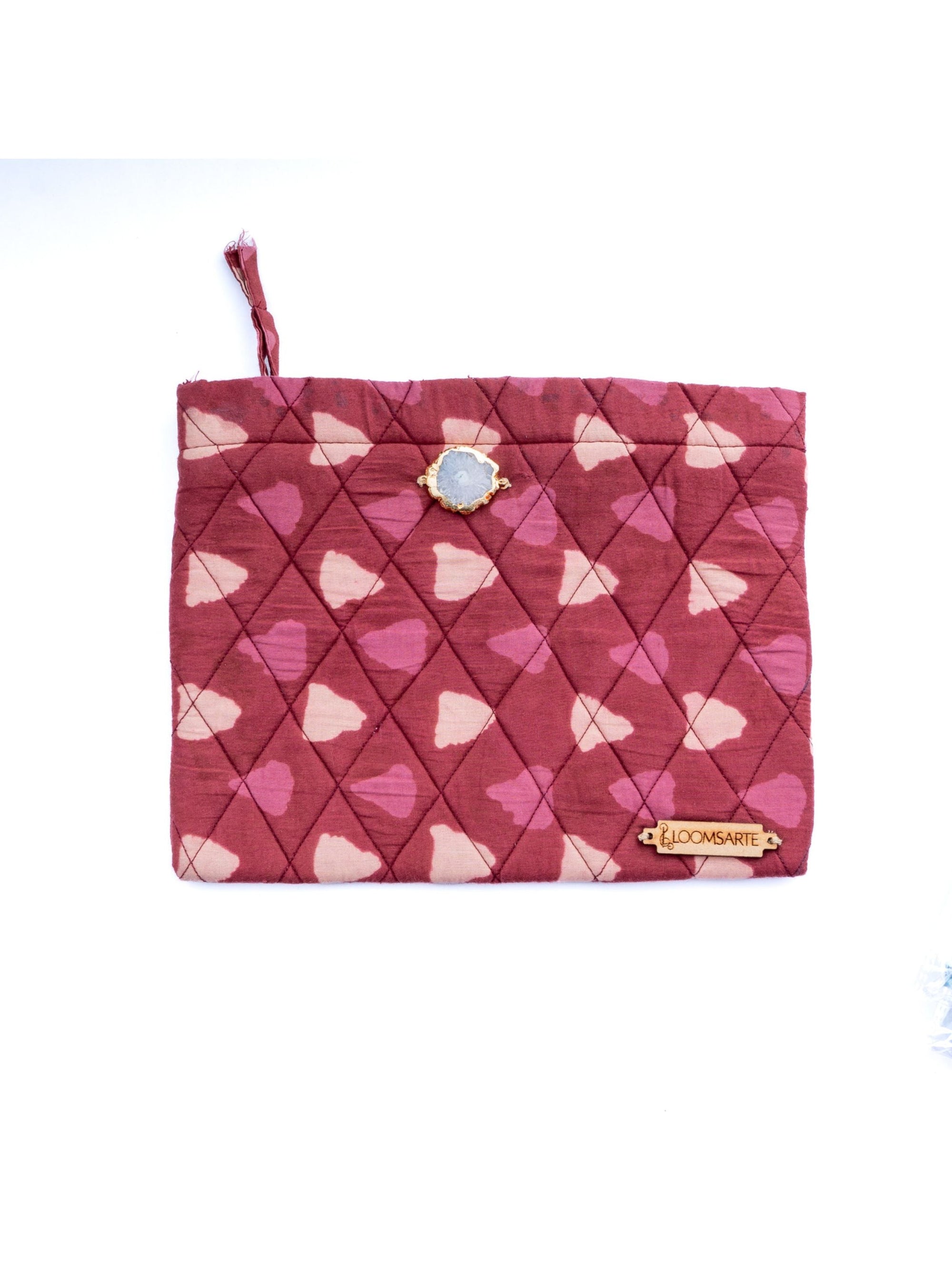 Red Bagru Travel Pouch