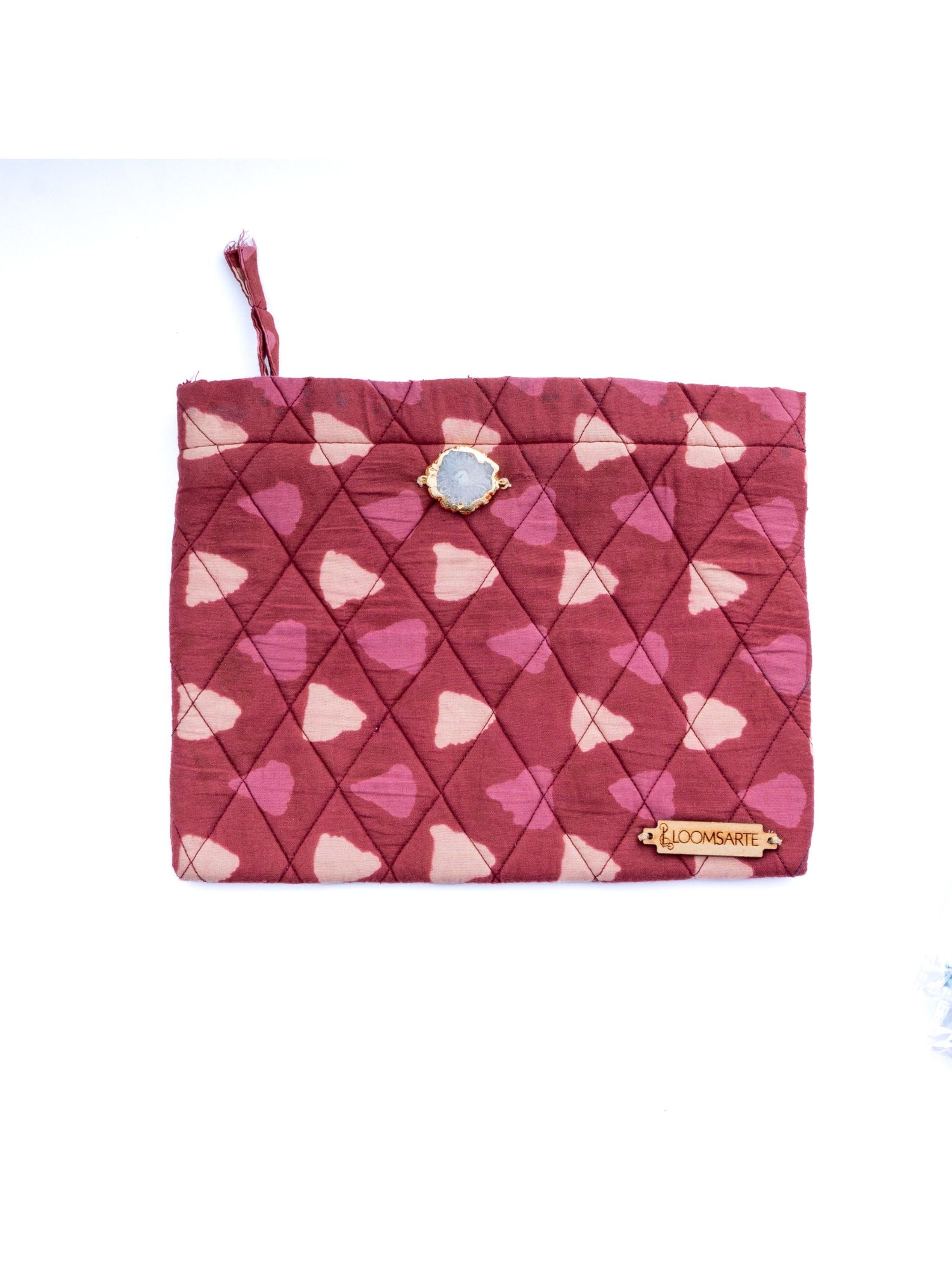 Red Bagru Travel Pouch
