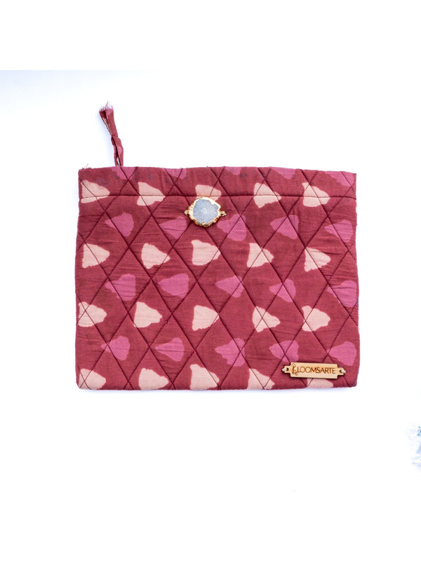 Red Bagru Travel Pouch