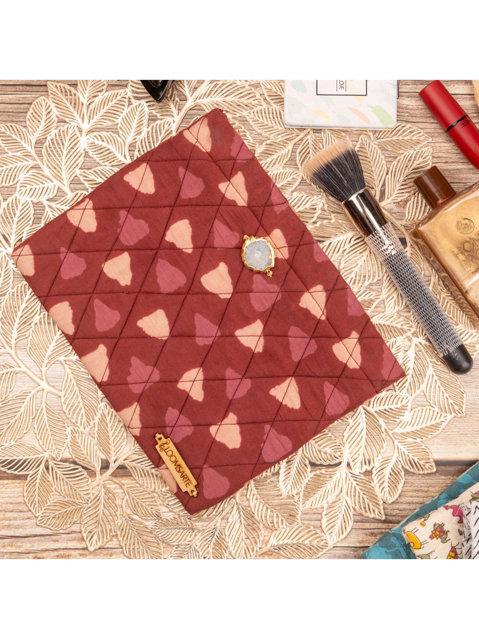 Red Bagru Travel Pouch