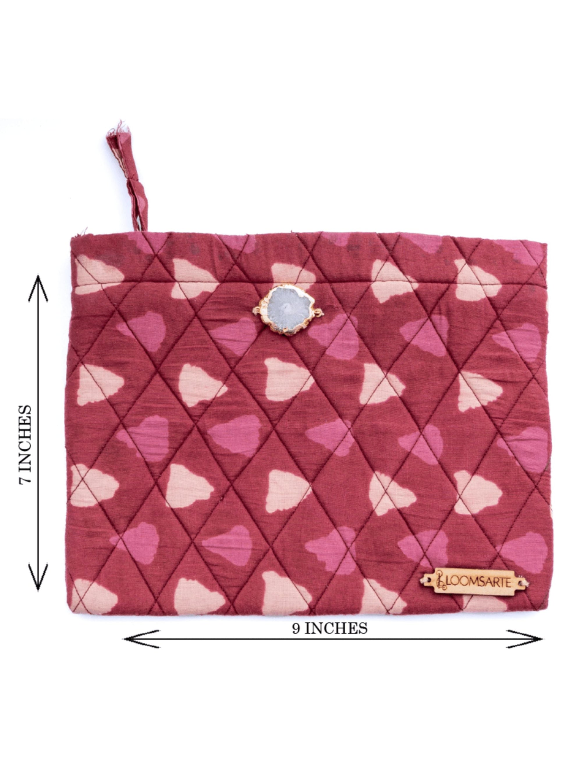 Red Bagru Travel Pouch